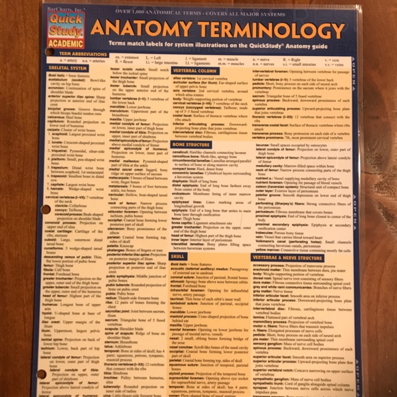 ANATOMY AND ANATOMY TERMINOLOGY QUICKSTUDY LAMINATED REFERENCE GUIDE - Picture 6 of 9